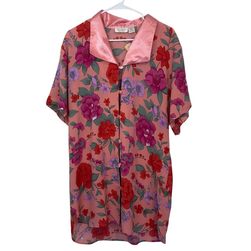 NWT Victoria's Secret Gold Label Pink Floral Night Robe Size P/S Deadstock NWT‎